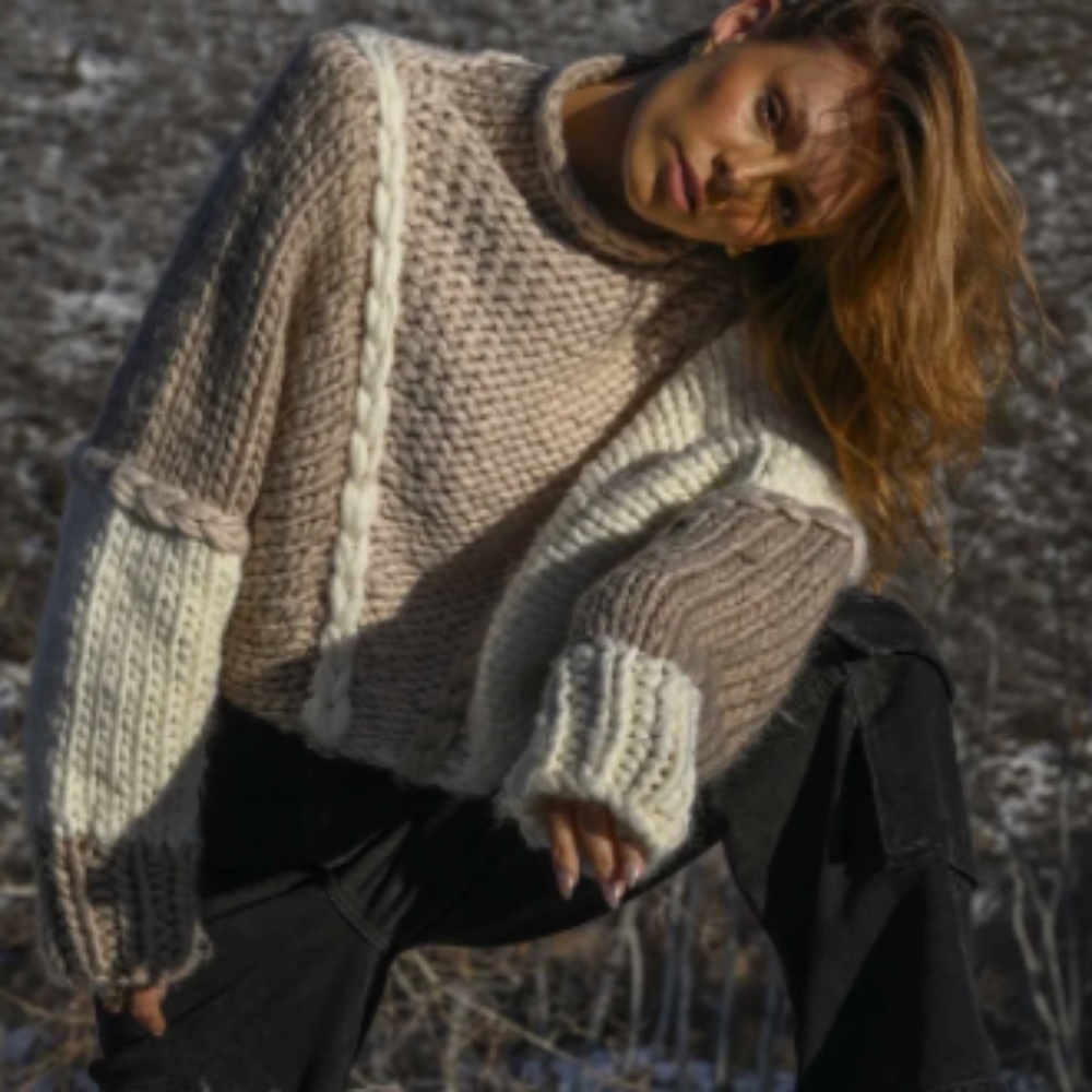 Yellow The Label JESSA CHUNKY SWEATER — NEUTRAL